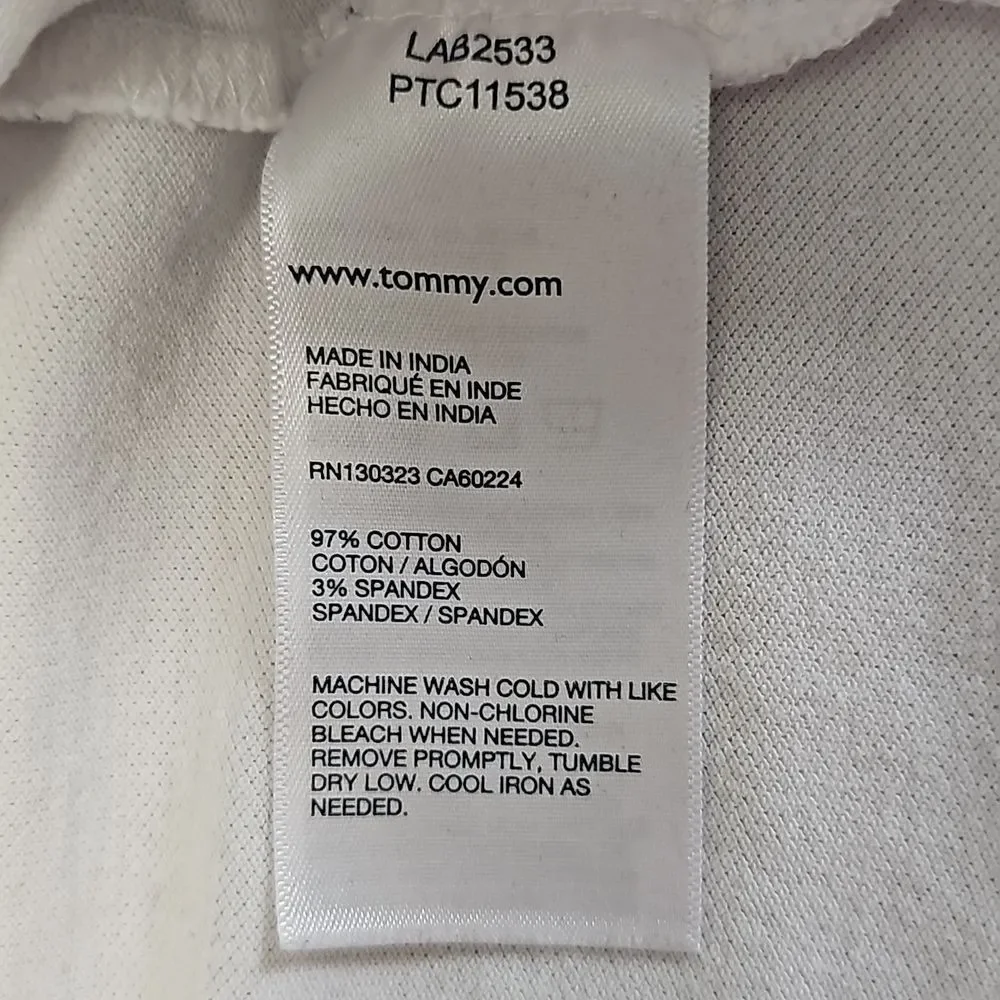 TOMMY HILFIGER Big Boys Color Block White Polo, Size L (16/18)